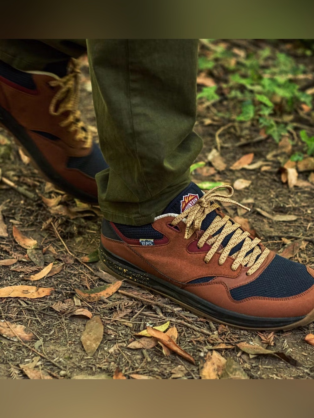 Lems Trailhead Sequoia Mens 11 Brown Navy Minimalist Hiking Sneakers